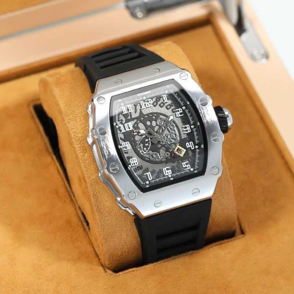 Richar* Zheng Brand&#039;s New Hollow out Mechanical Watch Glow at Night Men&#039;s Trend Tritium Gas Flywheel Waterproof Calendar