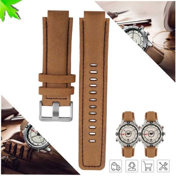 Genuine Leather Watch Band Watch Strap Replacement for Timex Tide T45601 T2n721 T2n720 E-tide Compass Watches H0915290n