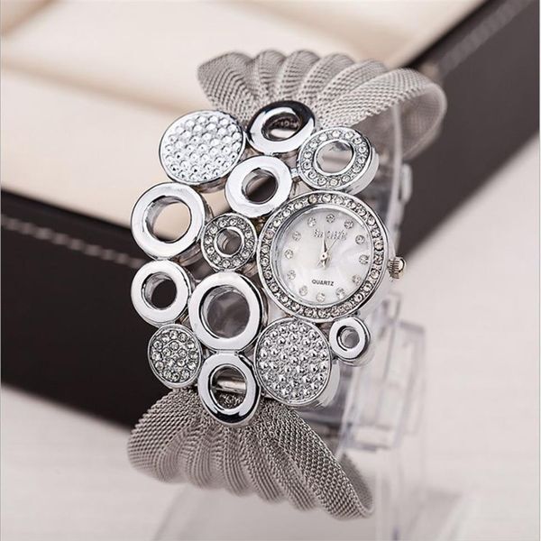BAOHE Brand Personalized Fashion Clothing Accessories Silver Watches Wide Mesh Bracelet Ladies Watch Womens Wristwatches223e