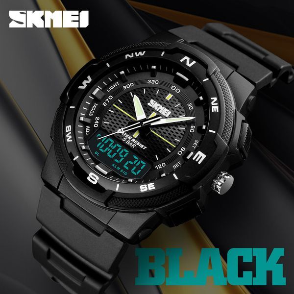 SKMEI Dual Display Quartz Watch Men Outdoor Sports Watches Digital Electronic Men Watches Waterproof Top Brand Luxury Male Watch