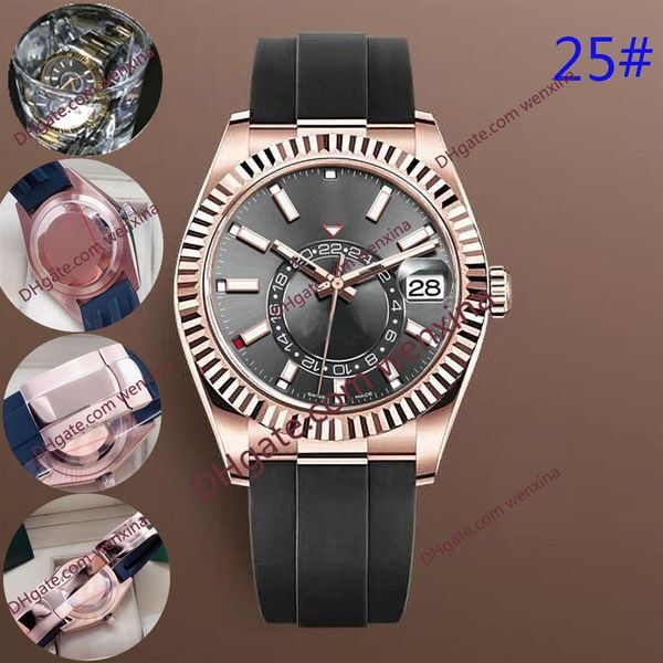 Deluxe Men Watches 24 Adjustable Automatic Mechanical 42mm Fashion Business Stainless Steel Gold 2813 movement Luminous Waterproof252s