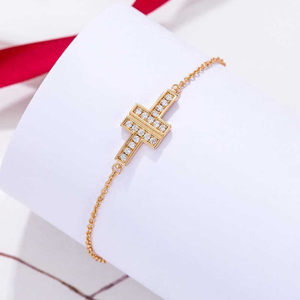 High quality Home V Gold Double T Bracelet Women&#039;s Light Luxury and Simple Temperament Full of Diamond New Edition Handwear fashion