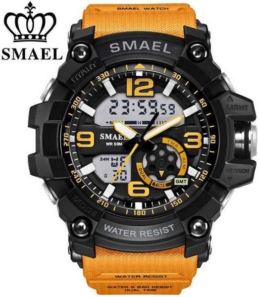 SMAEL Men Military Watch 50m Waterproof Wristwatch LED Quartz Clock Male relogios masculino 1617 Digital Sports Watches Men&#039;s222p