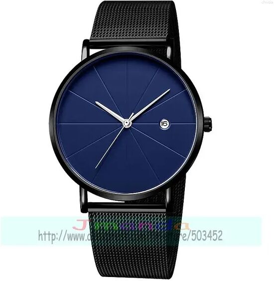 Wristwatches 100pcs/lot Geneva 687 Fashion High Quality Calendar Mesh Watch No Logo Blue Dial Lady Quartz Wrist Wholesale Clock