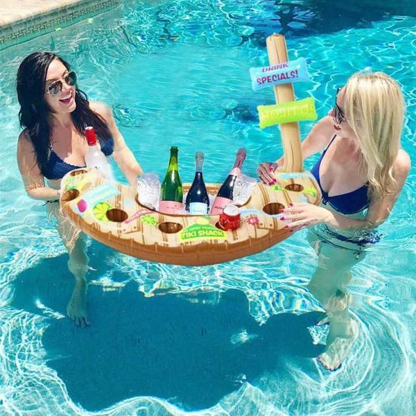 Swimming Pool Accessories Inflatable Boat Beer Ice Bucket Cooler Float Cup Holder Drink Holders Stand188C