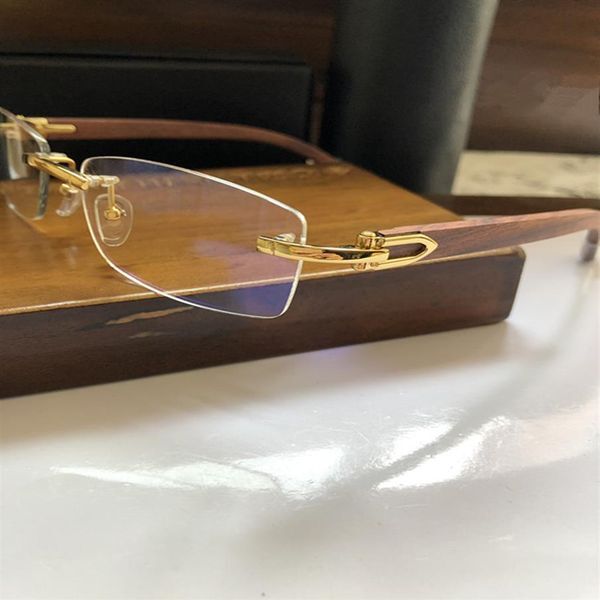 2020 LUXURY CT3524012 quality wooden rimless optical glasses frame 54-18-135 classical rimless for prescription glasses fullset ca288P