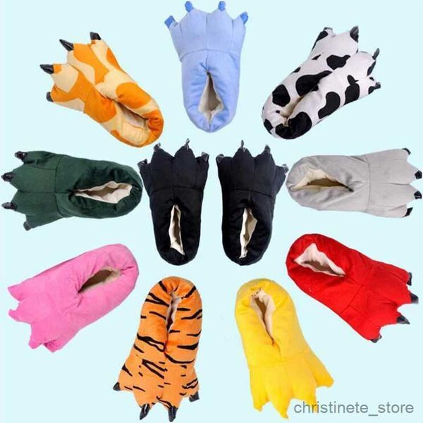 Slipper 4-14 Years Winter Children Indoor Slippers Girls Kids Toddler House Slippers Baby Boy Animal P Shoes Tiger Dinosaur Cl Shoes R231216