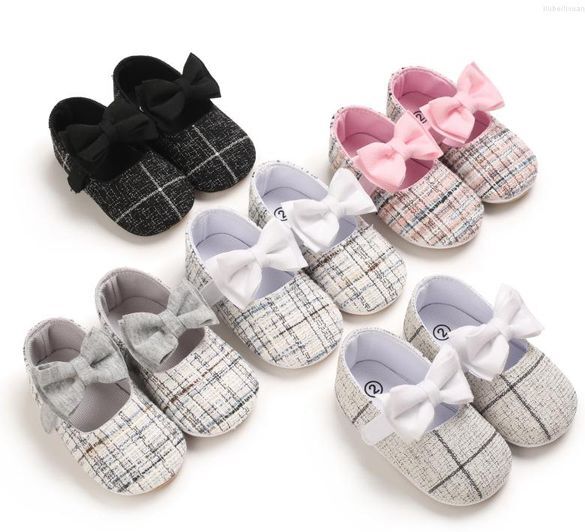 First Walkers Infant Born And Girl Spring Autumn Flat Shoes Splice Style Bowknot Princess Dress No Slip Step Walker