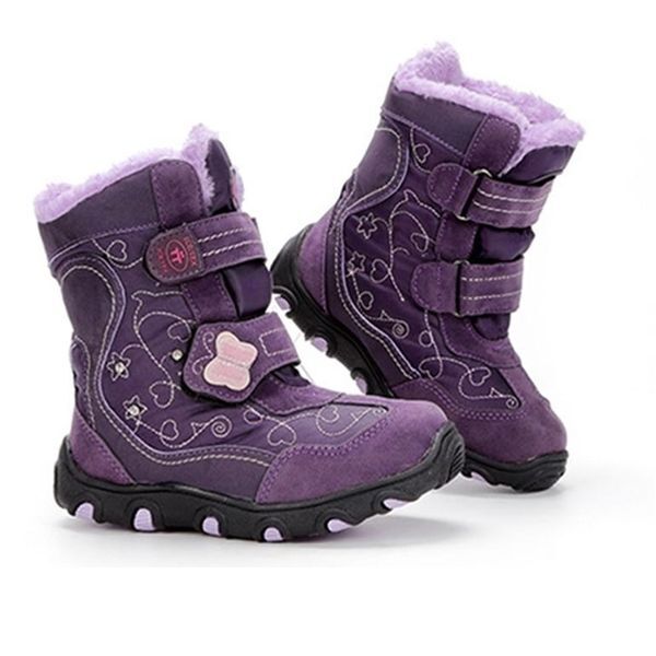 Boots Children&#039;s Winter Snow For Baby Girl Shoes Kid&#039;s Boys Fashion Plus Velvet Warm Waterproof Non-slip Boot TPR Purple 221007