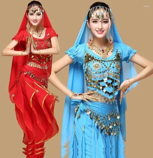 Stage Wear 4pcs/Set Women Belly Dance Costumes Woman Dress Adult Bellydance Lady Clothes Top Skirt Belt Veil