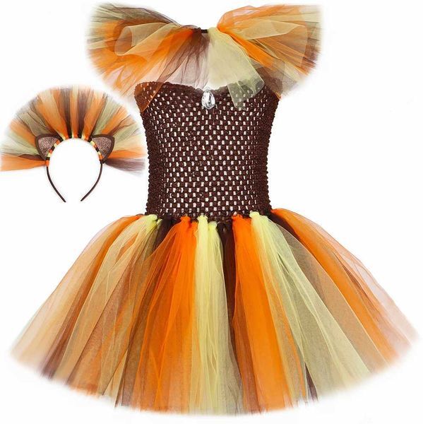 Girl&#039;s Dresses Lion King Costume Girls Holiday Party Tutu Princess Dresses Fancy Animal Cosplay Carnival Halloween Costume for Kids Clothes SetL231222