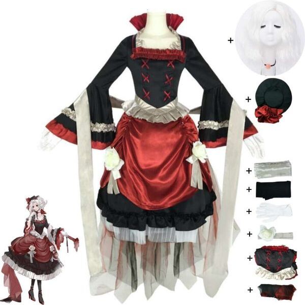 Cosplay Game Identity Bloody Queen Mary Madame Red Cosplay Costume Wig Anime Tea Party Lolita Dress Sexy Woman Outfit Hallowen Suit