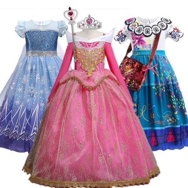 Girl&#039;s Dresses Fancy Rose Girl Dress Elegant Princess Costume Cosplay Party Kids Dress Halloween Birthday Children Dress Up Charm Girl Encanto 220905