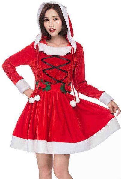 Stage Wear Miss Claus Dress Suit Lolita Girls Christmas Fancy Party Dress Sexy Santa Outfits Hoodie Santa Claus Sweetie Cosplay Comes T220901