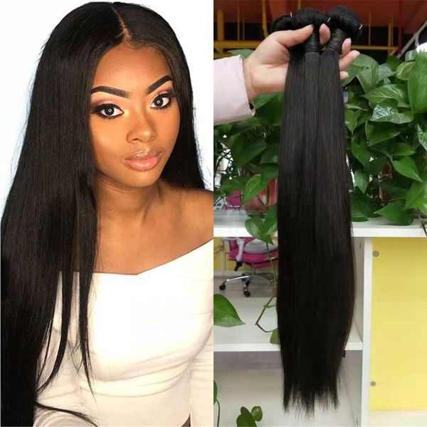 Cambodian Virgin Human Hair Extensions 3pcs/lot Straight Bundles Natural Color Machine Double Wefts