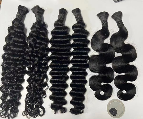 Braiding human hair body wave curly straight bulk hair extensions