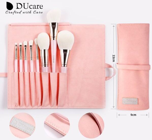 Brushes DUcare Pink 8 Pcs Makeup Brushes Professional Soft Powder Eyebrow Eyeshadow Make up Brush Set Portable With Cosmetic Bag