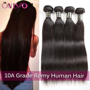 Onlyou 10A Grade 3/4 pcs Raw Indian Virgin Hair Straight Body Wave Human Hair Weave Bundles Unprocessed Hair Extensions Nature Black Color