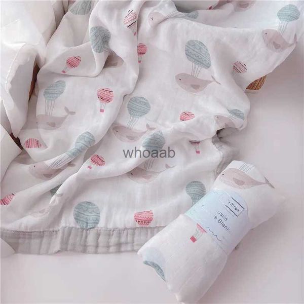 Blankets Swaddling 2-6 Layers Newborn Baby whale Swaddling Blankets Muslin Baby Swaddle Wrap Soft Organic Kids Toddler Stroller Bedding Blankets YQ231003