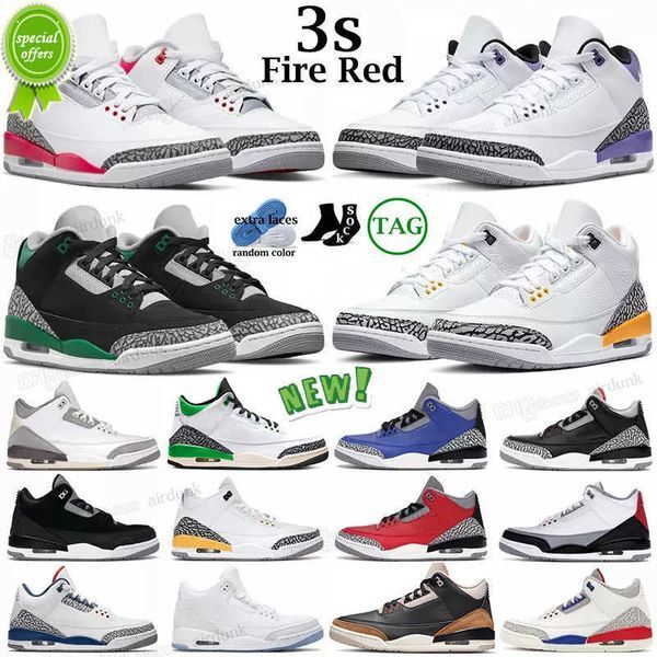 NEW 2023 Mid TOP Jumpman 3s Basketball Shoes Trainers Outdoor Sports Sneakers 3 Fire Red Pine Green Racer Blue Cool Grey UNC Court Purple Laser Orange