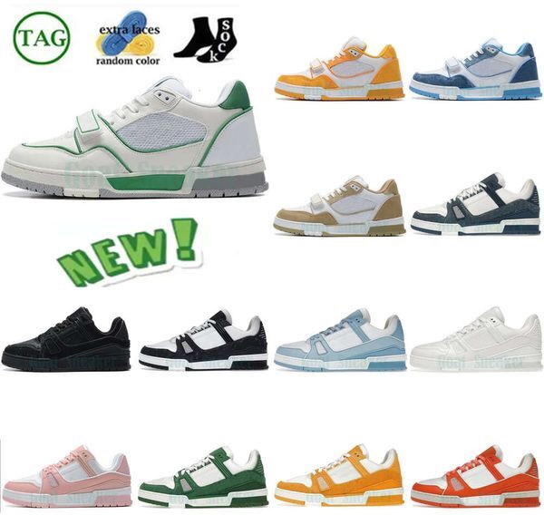 Luxury Designer Virgil Trainer Sneaker Shoes Low Tops For Men Women Grained Calf Leather Rubber Sole Abloh Lace-up Party Wedding Trainers Virgil Skateboard Walking