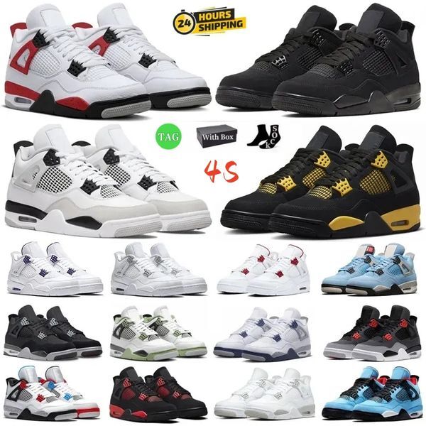 Basketball Shoes 4s Sneakers for Sail Midnight Navy Cool Grey Patent Starfish UNC Oreo Bred Military Black Cat Shimmer Dark Mocha Sport Trainers 2023