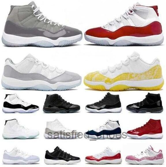 Jumpman 11 11s Yellow Snakeskin Basketball Shoes Low Cement Grey Cherry Midnight Navy Cool Grey Cap and Gown Dmp Concord Bred Men Women Trainers Sport Sneakers Us 36-47