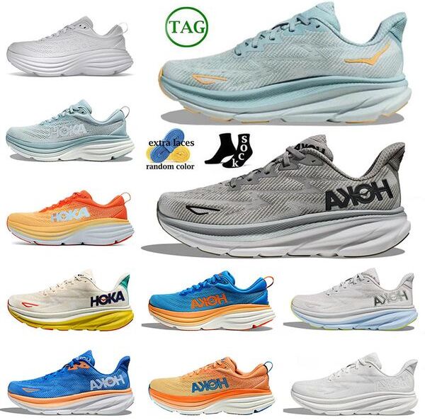 Men Women Running Shoes 2023 Top Quality Hoka One Clifton 9 Bondi 8 Harbor Mist Sneakers Free People Hokas Sneaker Athletic Outdoor Trainers Runners