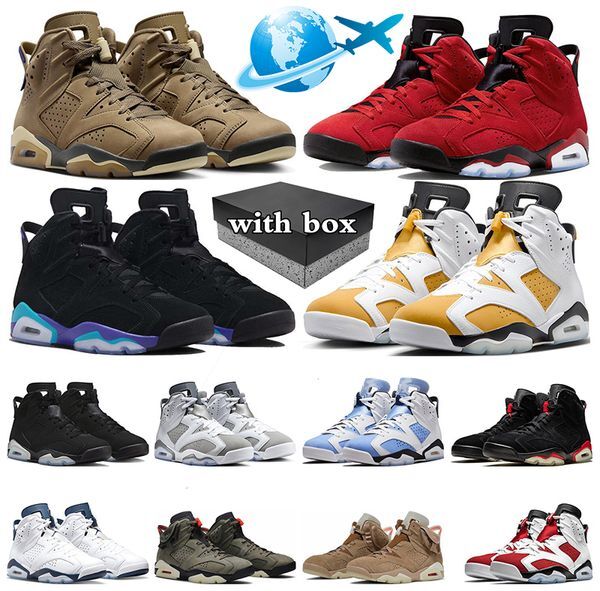 With Box jumpman 6 6s basketball shoes men sneakers Brown Kelp Yellow Ochre Aqua Toro Bravo Cool Grey Black Infrared j6 mens trainers sports