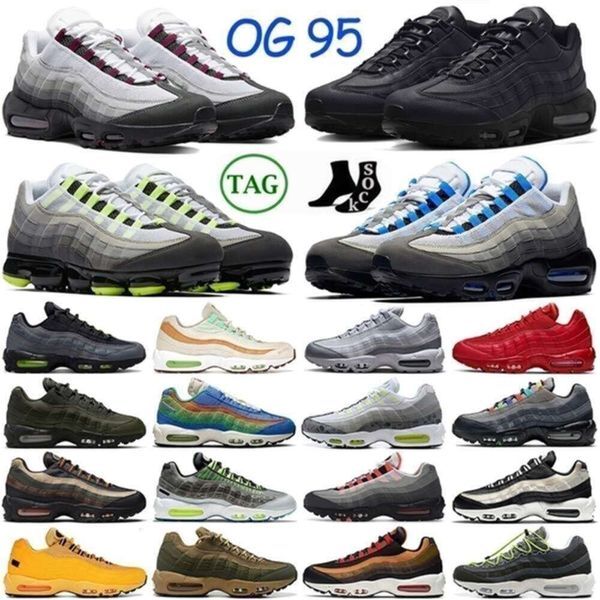 Og Designer Running 95 Shoes Maxs Max Mens Dark Army Greedy Chaussures 95s Neon Solar Red Triple Black White Volt Earth Day Navy Blue Grape Shoe