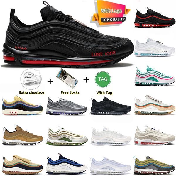 97s Max 97 Sport Men Outdoor Amax MSCHF x INRI Jesus Sean Wotherspoon Golf NRG Celestial Gold Light Blue Muslin Pink Foam Tennis Running shoes 97s airmaxitys Size 36-46