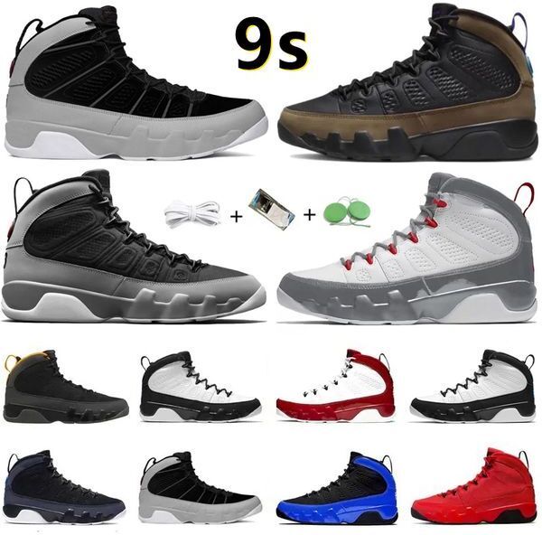 9 Jumpman 9s Men Basketball Shoes Light Olive Fire Red Particle Grey Chile Gym Red Black White Unc Racer Photo University Gold Blue Mens Trainer Sports Sneakers 40-47