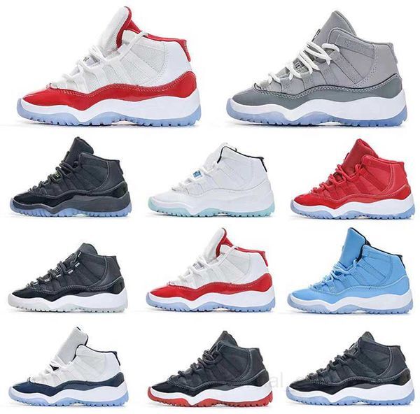 2023 Bred 11s Kids Basketball Shoes Cool Grey Gym Black White Infant Children Toddler Gamma Blue Concord Sneakers Boys Girls Sneakers Space Jam Eur 28-35