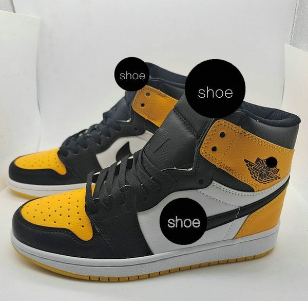 2023 new retro sports 1 MID YELLOW TOE MID men/women/kids basketball shoes 1s black yellow white Sneakers youth GS big boy sport basketball sneakers