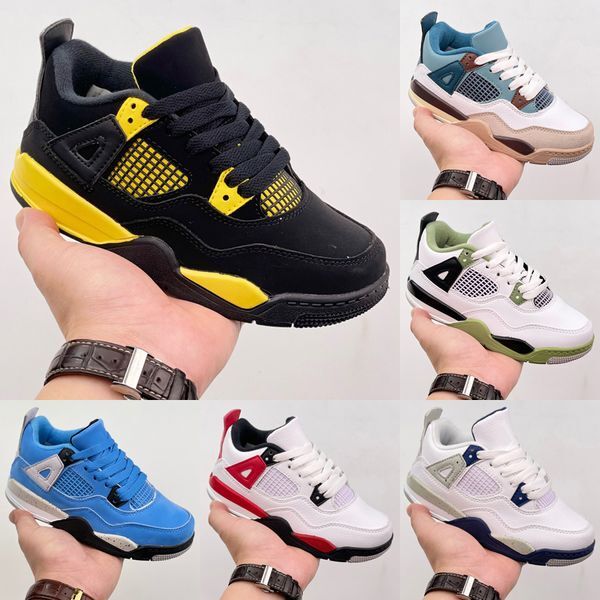 4s Kids Shoes jumpman 4 Toddler Sneakers Basketball Trainers red thunder Boys Girls Children University Blue Military Youth Sports cool grey bred Black cat shoe 6C-5Y