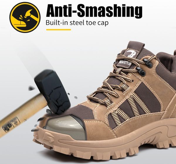 Anti-Smashing Anti-Piercing 2022 Fashion New Safety Work Shoes Oil-Resistant Corrosion-Resistant Non-Slip Steel-Toed Shoes