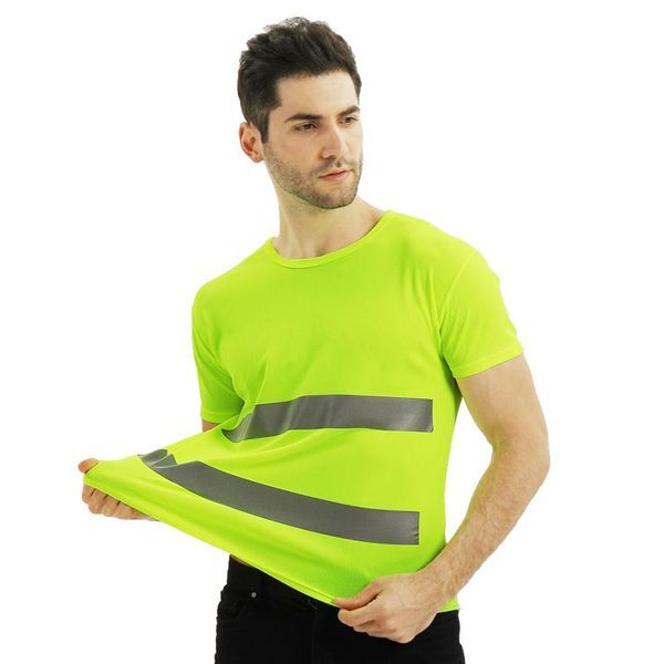 Motorcycle Apparel Outdoor Sports Fluorescent High Visibility Safety Work Shirt Summer Breathable T Reflective T-shirt Quick DryMotorcycle