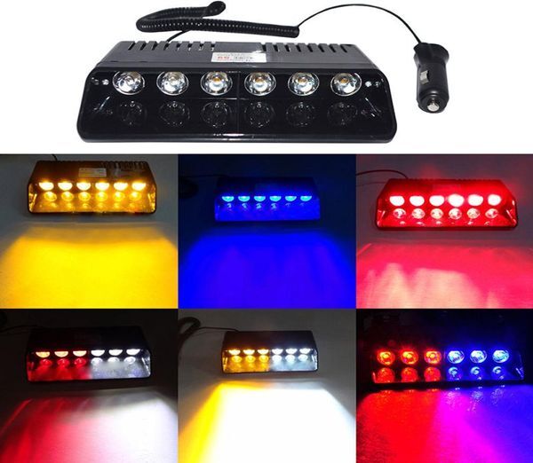 Super Bright LED Strobe Lights Visor Dashboard Windshield Emergency Warning 6W Amber Yellow Blue Red White4870216