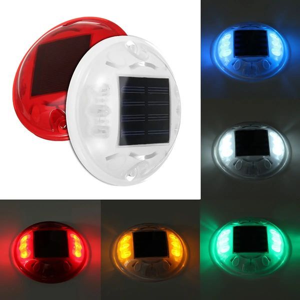 Outdoor Colorful 4 LED Solar Powered Light Road Path Ground Lamp - Yellow