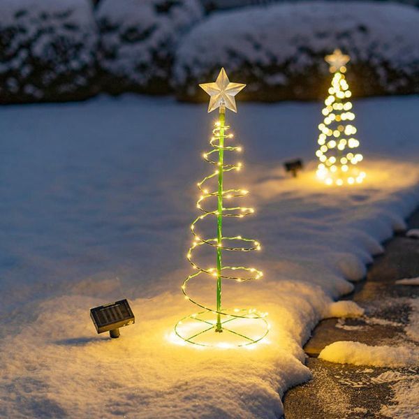 Floor Lamps 2022 Solar Christmas Tree LED Lights Outdoor Courtyard Lamp Luminous Year Xmas Landscape Garden Decoration