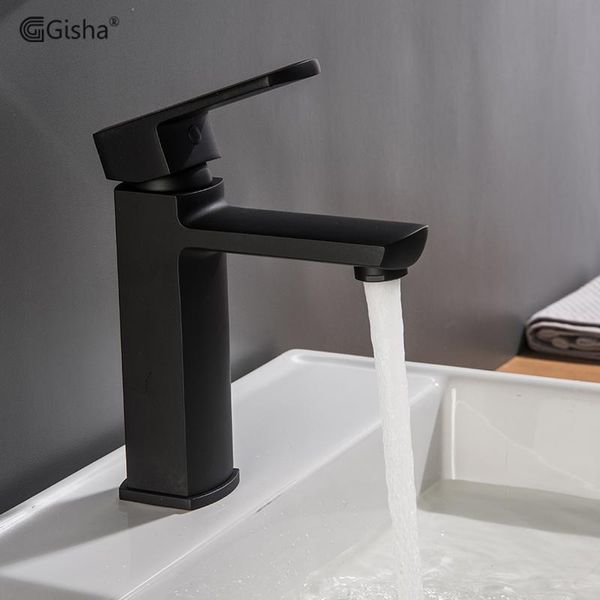 Bathroom Sink Faucets Gisha Basin Faucet Mixer Taps Black Water Tap Deck Mounted Torneira Do Anheiro G 1118