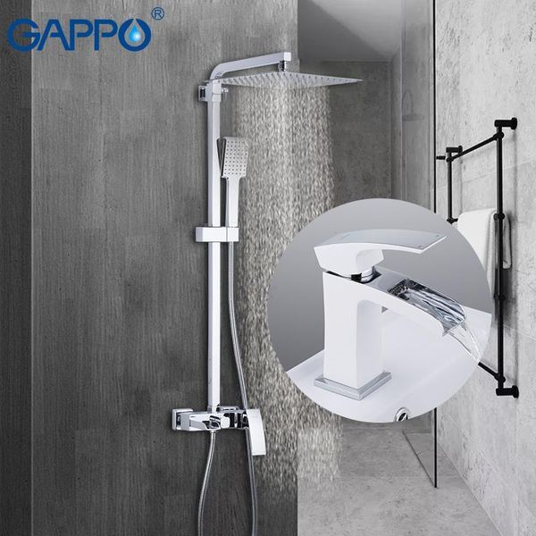 Bathroom Sink Faucets GAPPO Shower Faucet Basin Chrome And White Wall Mounted Sets Deck Brass