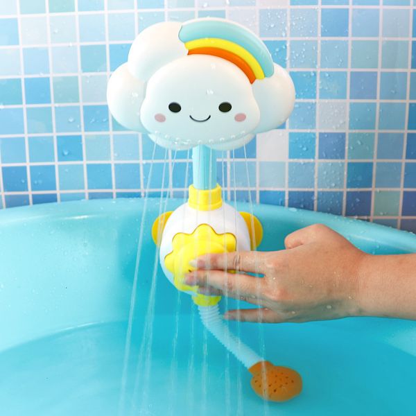 Bath Toys Baby Bath Toys Cloud Bathtub Showers Bathing Spouts Suckers Folding Faucet Children Bath Toys Cute Spray Shower Kids Gift 230221