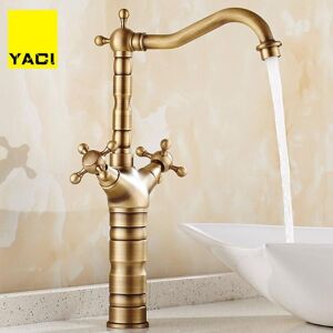 Bathroom Sink Faucets YACI Art Basin Faucet Vintage Brass Retro Toilet And Cold, Antique Copper Brushed Kitchen
