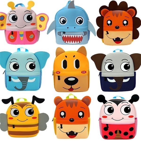 3D Cartoon Children Backpacks Girl Boys School Bags Baby Cut Toddler Kids Bag Neoprene Backpack Kindergarten Bag Brand Design 220425