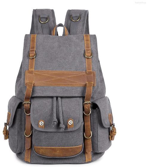 Backpack Wholesale Canvas Outdoor Travel Multi Pocket Sport Without Zipper