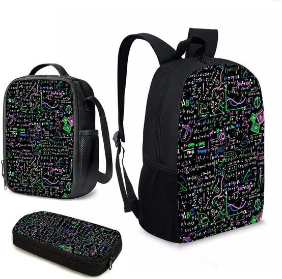 School Bags YIKELUO Simple Advanced Mathematical Formula Student Textbook Backpack With Zipper Spring Outing Thermal Lunch Bag Math Lovers