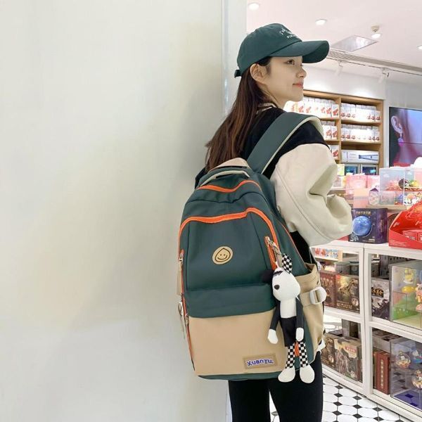 School Bags Shoulder Backpack Unisex Casual Solid Color Hiking Outdoor Sport Bag Large Capacity Travel Laptop Rucksack