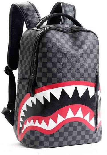 Backpack Style Men&#039;s Backpack Travel handBag Fashion Lattice Backpack Student Schoolbag Large Capacity Shark Bag Street Man 221012 230731