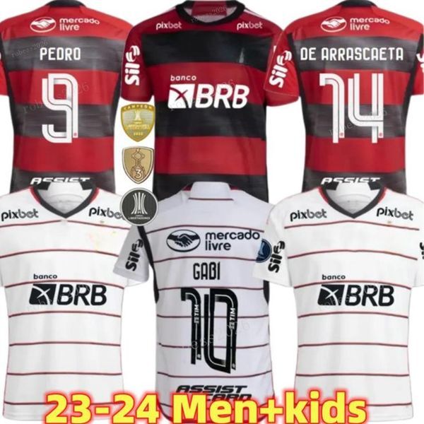 Flamengo Soccer Jerseys 2023 2024 VIDAL DE ARRASCAETA GABI Football Shirts PEDRO B.HENRIQUE E.RIBEIRO Kids Kit Camisa Flamengo 23 24 Outubro Rosa Jersey